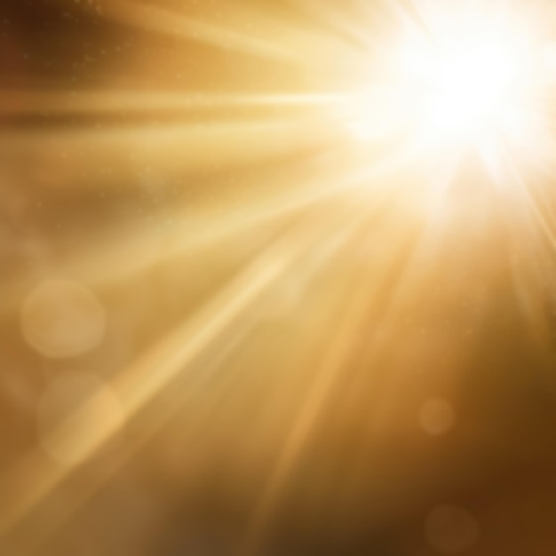 Sun ray effect natural light lens flare on gold background