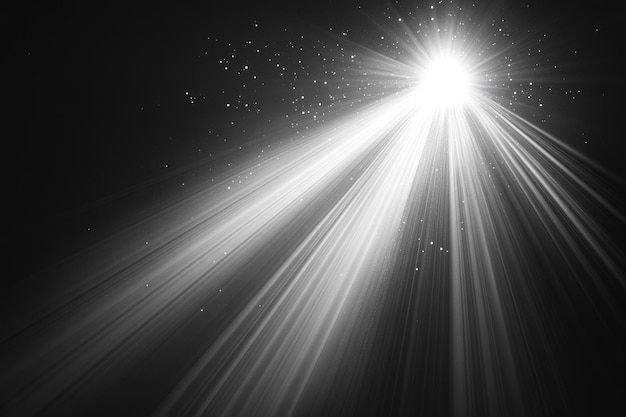 Photo sun rays and lens flare effects over a black background