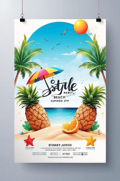 Sun Sand and Style Summer Beach Party Flyer Mockup with White Space