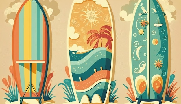 Sun Sand and Surfboards A Playful Beach Theme for Summer Generative AI