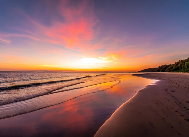 a sun set on beautiful beach