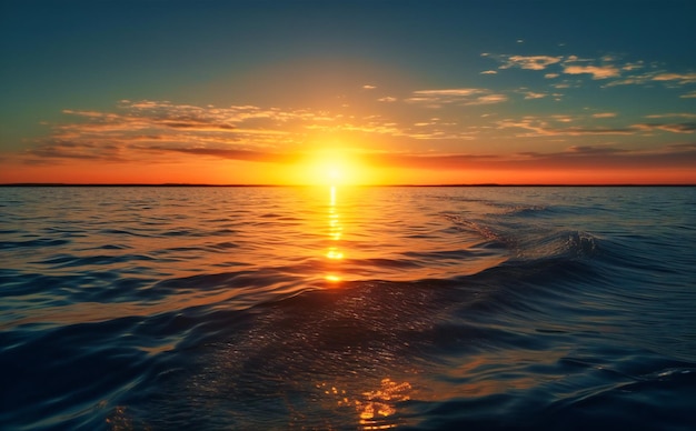 The sun sets over a body of water during sunset