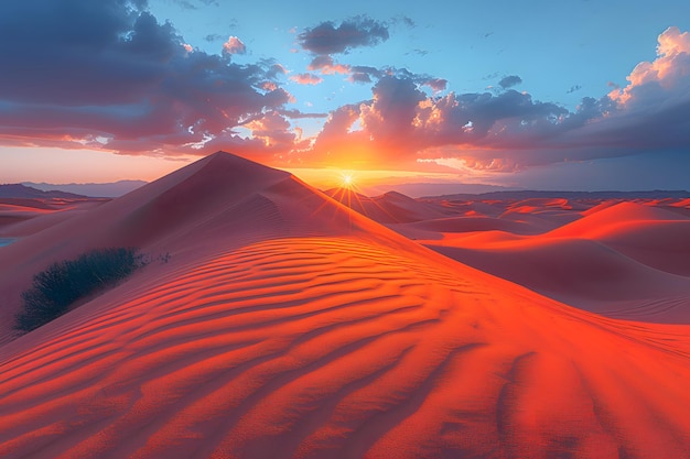 Sun Setting Over Sand Dunes