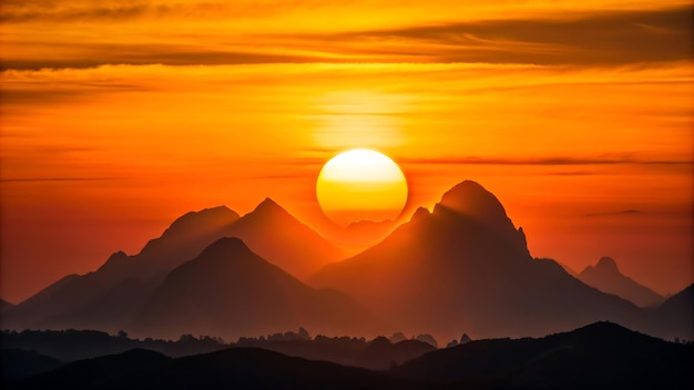 sun setting behind some mountains wallpaper