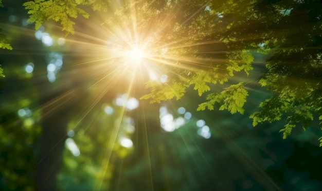 Photo a sun shines through a tree with the sun shining through the leaves