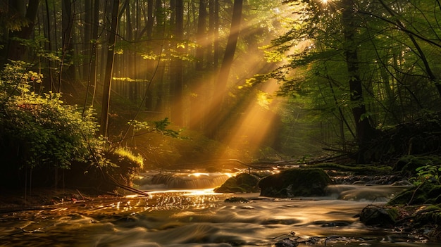 the sun shines through the trees in the forest