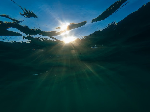 sun shining through water