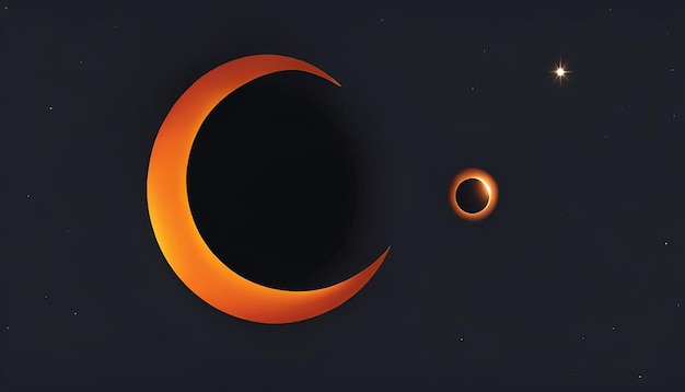 Photo sun solar eclipse orange fire dark background moon design style space science glow light