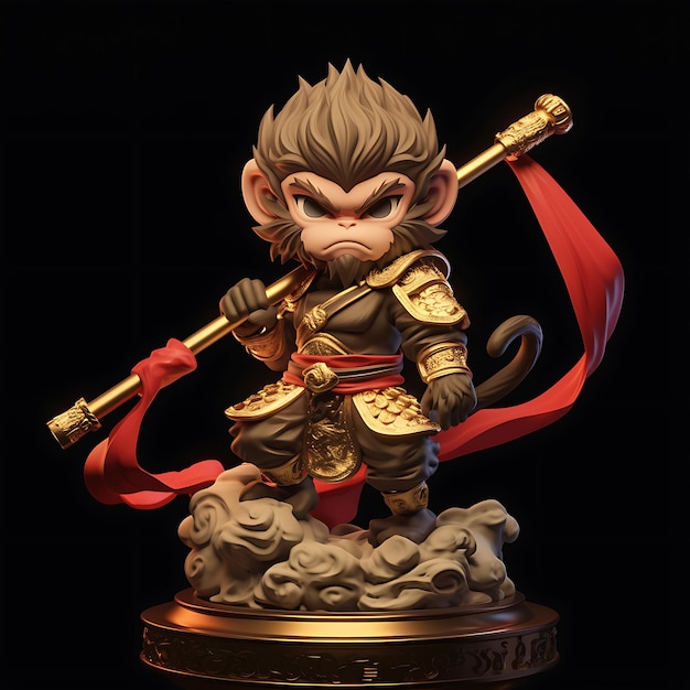 Photo sun wukong warrior chibi a zbrush sculpt of the legendary monkey king