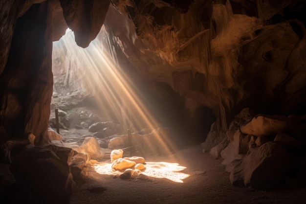 Sunbeam in the cave God grace generative ai