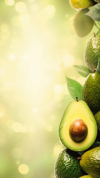 Sunbeams background fresh Avocado frame art with space for text background image AI generated