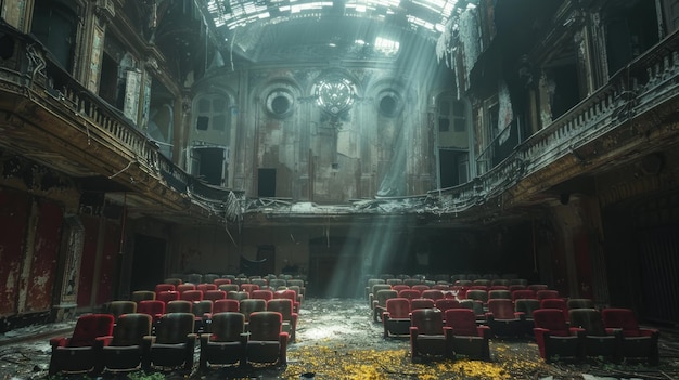 Sunbeams Illuminate a Ruined Theater