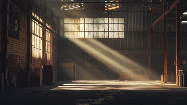 Sunbeams Streaming Through a Dusty Warehouse Window