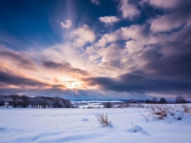 Photo sunbeams through winter clouds