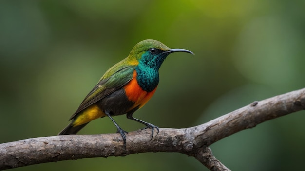 Sunbird perched on a tree branch