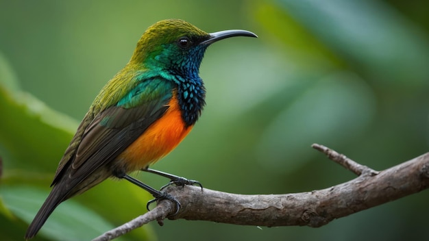 Sunbird perched on a tree branch