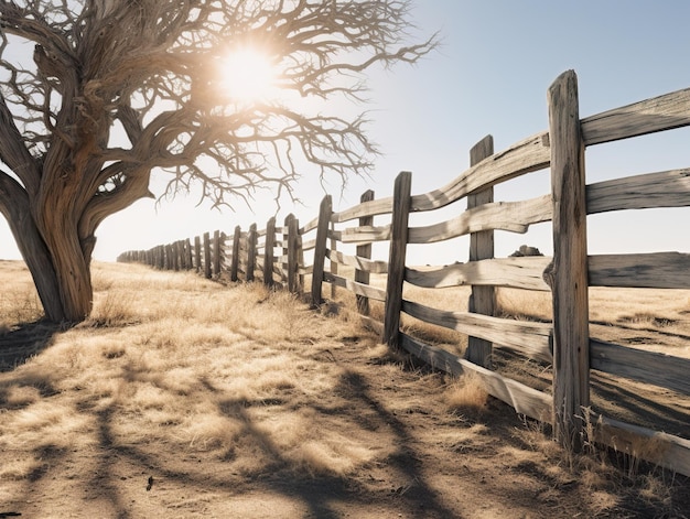 Sunbleached splintering wooden fence