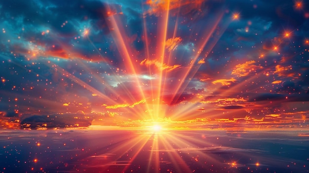 Sunburst Background with Bright Sun in Sky