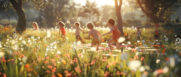 SunDappled Meadow Filled with Wildflowers