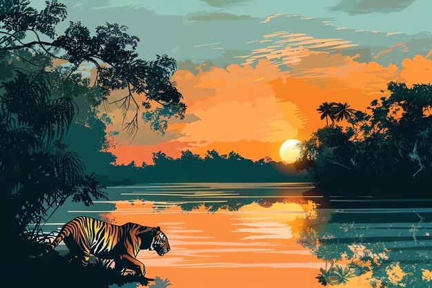 Sundarbans indian illustration background