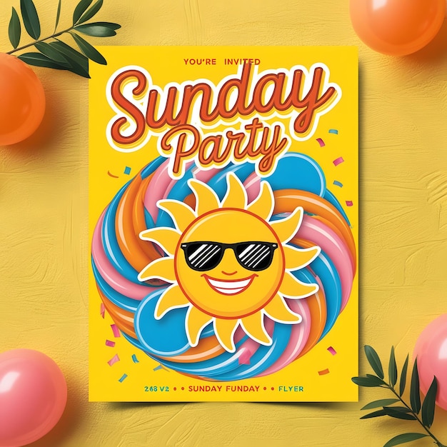 Photo sunday party flyer psd