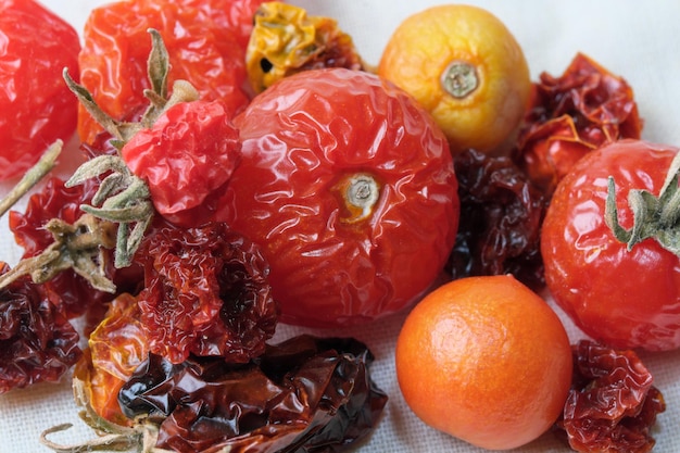 Sundried dried small ripe cherry tomatoes