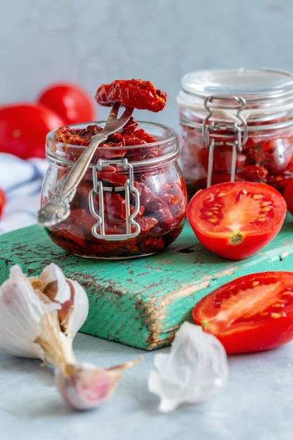 Sundried tomatoes with garlic spices and olive oil