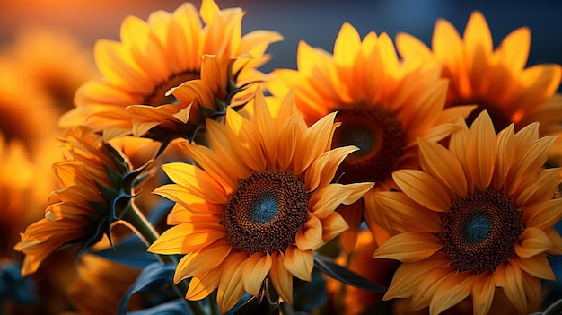 sunflower background 3d HD 8k wall paper Stock Photographic image