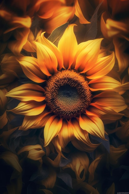 Sunflower background Illustration AI Generative