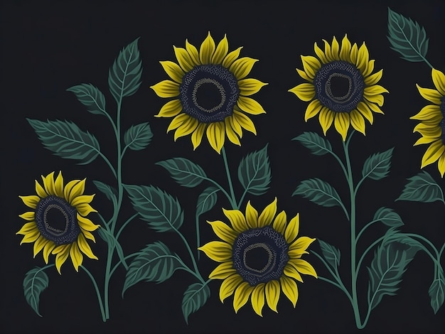 sunflower background Sunflower border floral frame