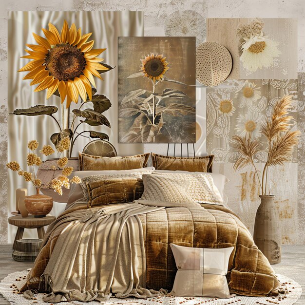 Sunflower bedroom for video call