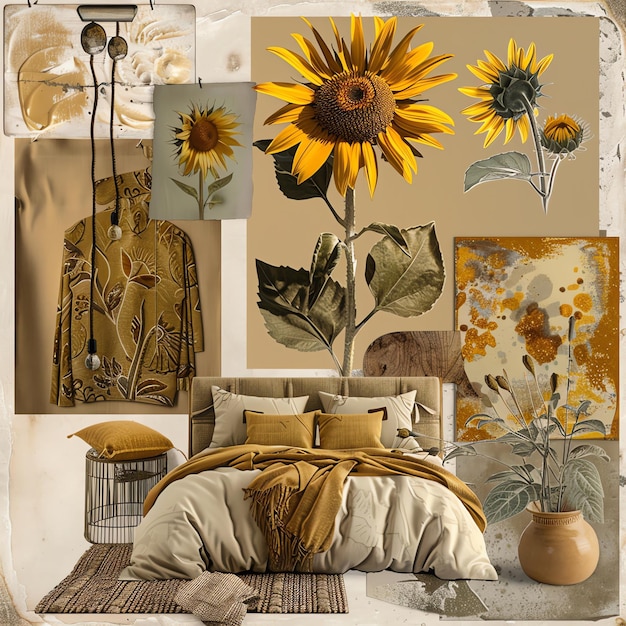 Sunflower bedroom for video call