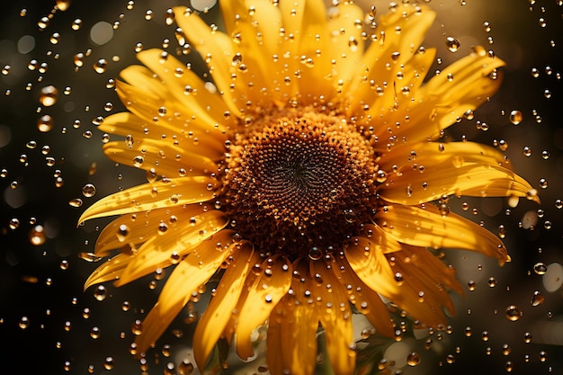 Sunflower Bright yellow abstract strokes radiating from a dark center