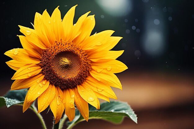 Sunflower close up with soft focus background