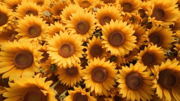 Sunflower field bird's eye view