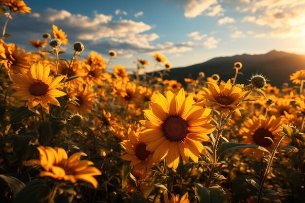 Sunflower field landscape Generate with Ai