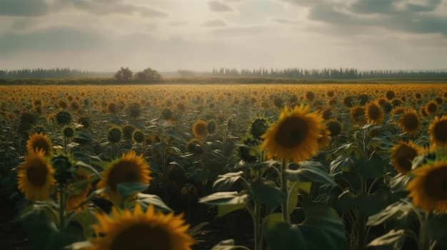 The sunflower field in the sky