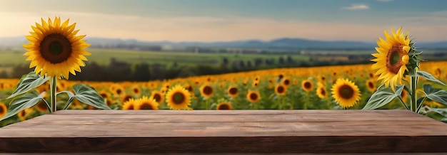 a sunflower field with a wooden fence and a sunflower in the background