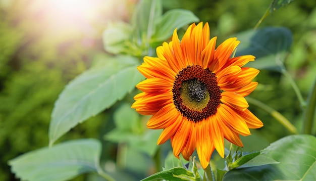 Photo sunflower flowering in the garden with copy space