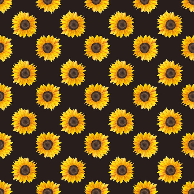 Sunflower flowers watercolor pattern