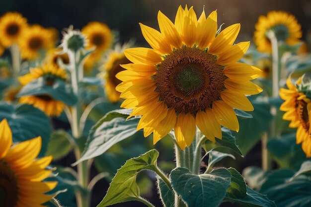 Sunflower garden buzzing with activity