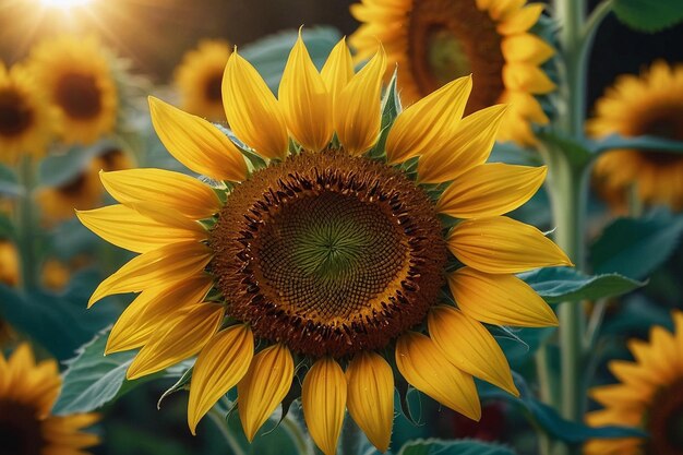 Sunflower garden buzzing with activity