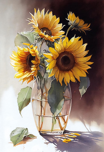 Sunflower Glass Watercolor