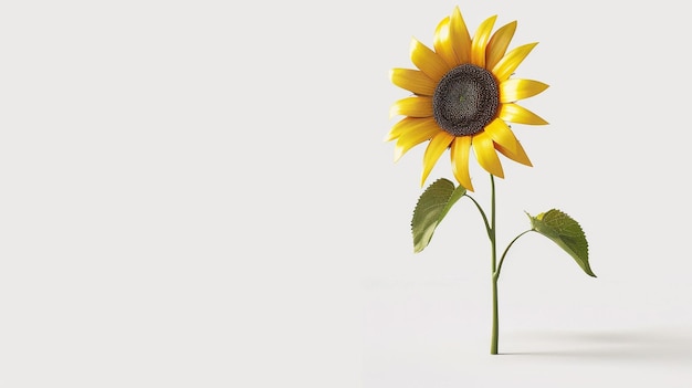 a sunflower is standing in front of a white background