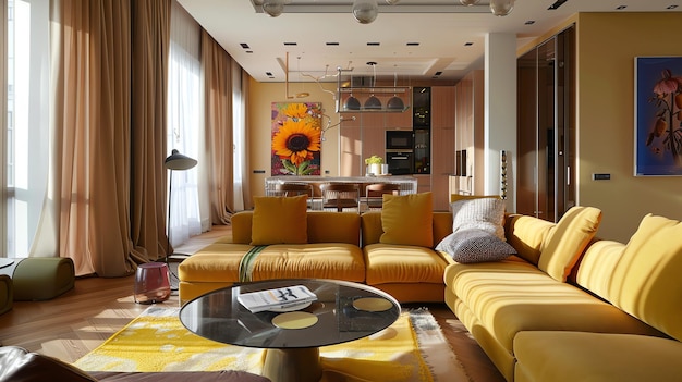 Sunflower living room for video call