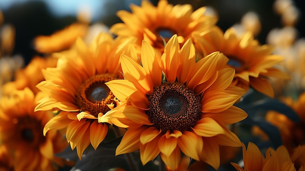 Sunflower natural background Sunflower blooming Closeup of sunflower