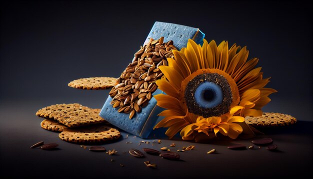 Sunflower and oat cookies with sunflower seedsgenerativeai