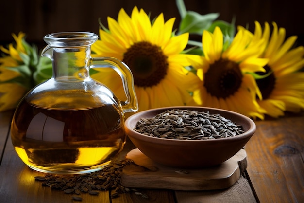 Sunflower oil extracted from its seeds Generative Ai