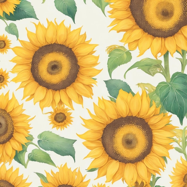 sunflower pattern on white background