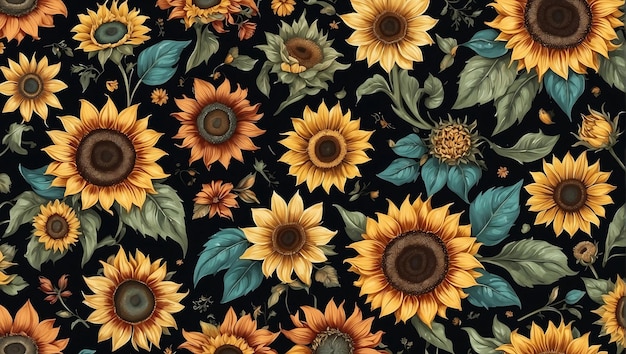 Sunflower Seamless Pattern Botanical Floral Elegance for Decor and Design